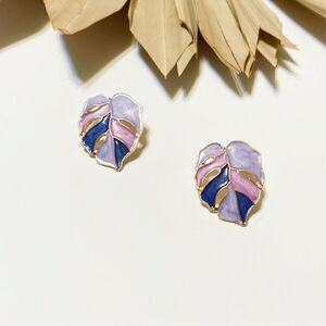 Leaf enamel earrings #58 